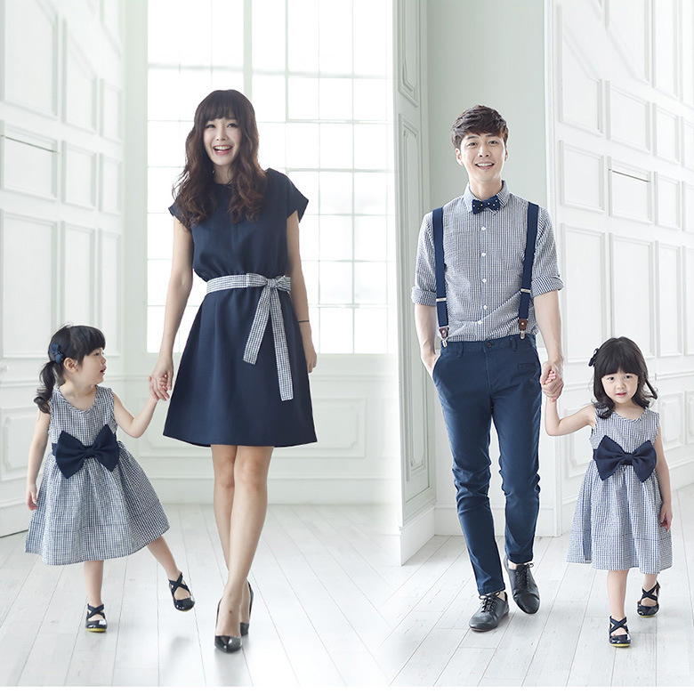 Cross-border exclusive parent-child clothes summer clothes a family of three mother-child mother-daughter loose plaid shirt top all home decoration fashion
