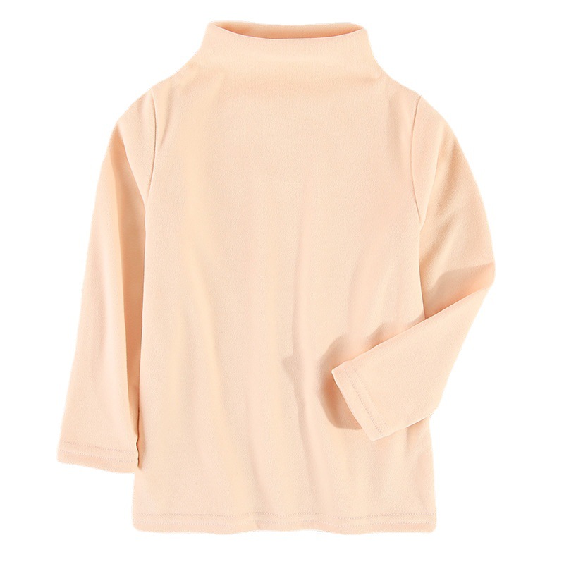 2023 Spring Children's Wear High-elastic Fleece Base Shirt Korean Mid-high Neck Body Heating Warm Children's Long-sleeved Top