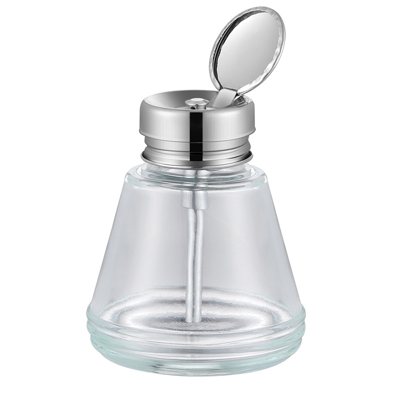 Glass Alcohol Bottle Press Type Alcohol Bottle Special Nail Art Nail Polish Wash Bottle Wash Water Pressure Bottle