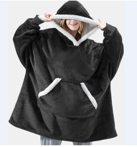Lazy Pullover Pajamas Warm Clothes Lambskin TV Blanket Hoodie Cold-proof Warm Nightgown Home Clothes