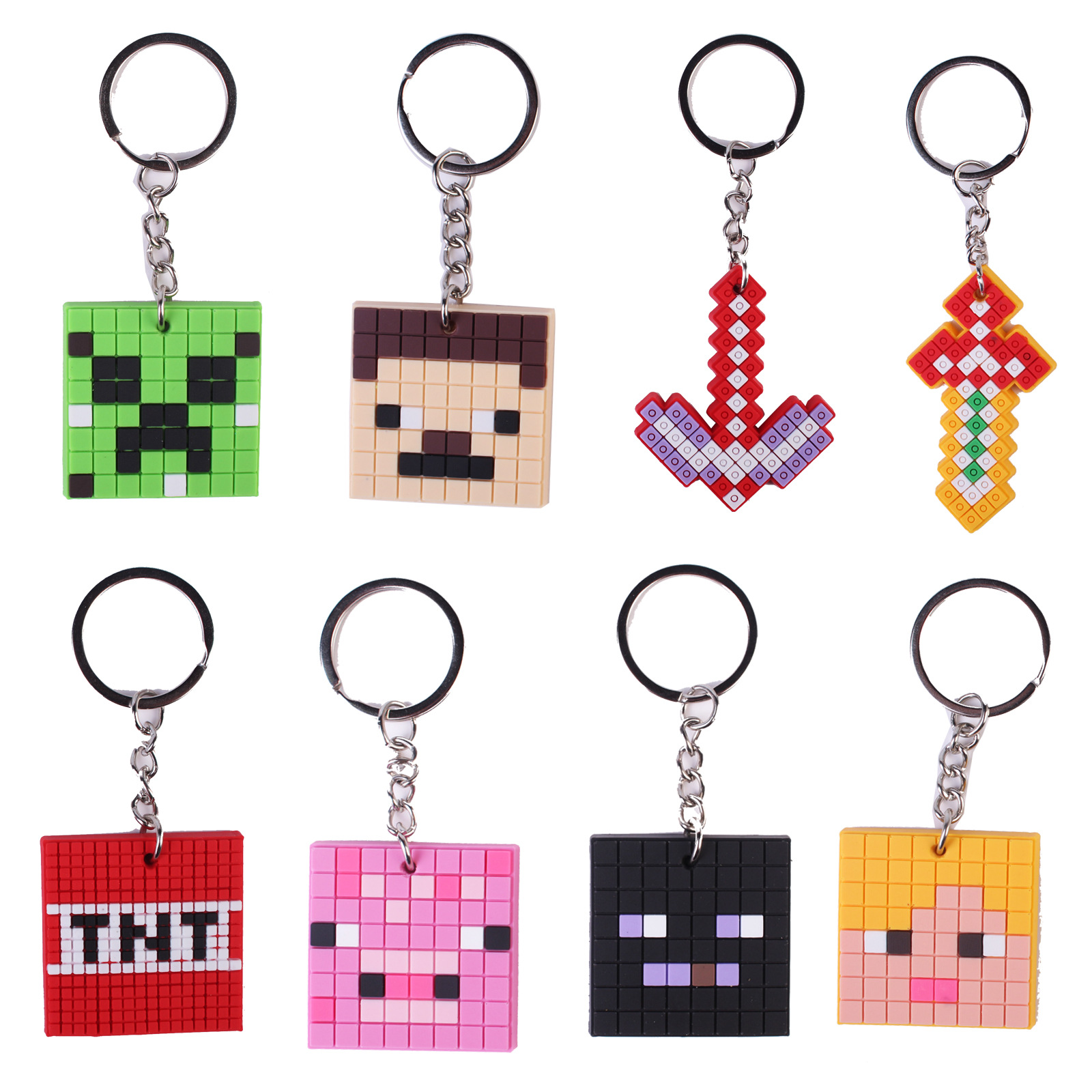 Square Mai Block Keychain Schoolbag Pendant PVC Accessories Gift Bag Amazon AliExpress Hot Wholesale