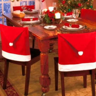 Red non-woven Christmas chair set Christmas table decoration Christmas hat soft 65g