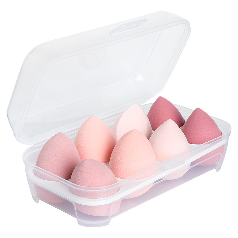 Egg Box Eight-Pig suit Powder Puff Non-Latex Powder Puff Beauty Makeup Egg Makeup Egg Gourd Water Drops Slant Cut Powder Puff