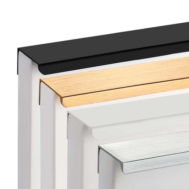 Wardrobe Invisible Handle Black Modern Simple Cabinet Door Minimalist Cabinet Punch-free Embedded 1 m Long Handle