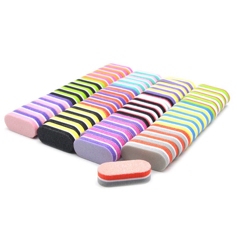 Mini small sponge tofu block nail file two-color Oval polishing high elastic sponge nail special polishing Mill