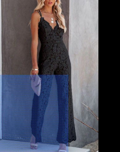 European and American women's deep V backless jumpsuit cross-border long solid color slim sleeveless jumpsuit women's wholesale