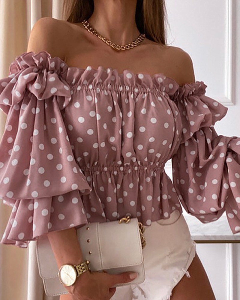 European and American new fashion off-shoulder pleated shirt for women