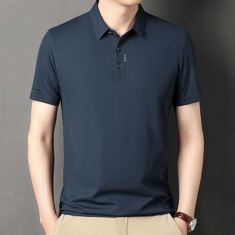 Waffle men's short-sleeved T-shirt polo shirt summer New lapel casual printed men's half-sleeved T-shirt live