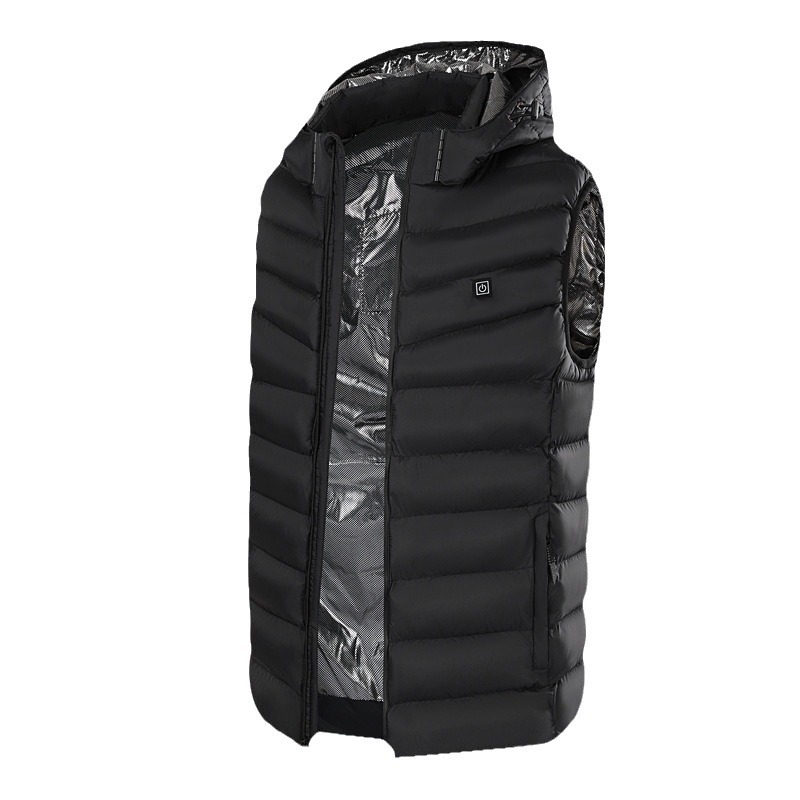 Cross-border cotton-padded vest cotton-padded coat men's stand collar heating vest electric heating cotton vest intelligent constant temperature heating warm cotton-padded coat