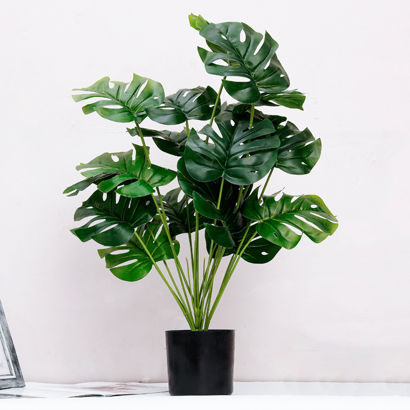 Artificial Plastic 18-head turtle leaf living room decoration potted green plant background wall flower arrangement green artificial turtle leaf