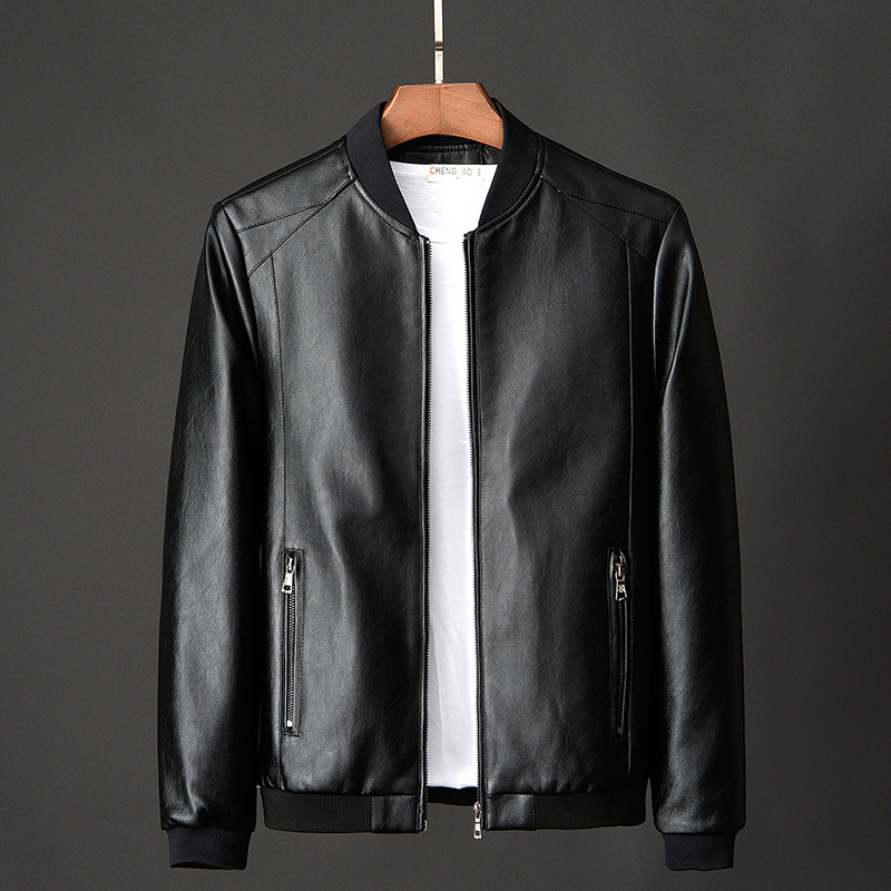 2021 New Leather Men's Casual Jacket Korean Fashionable Slim-fit Handsome Youth Spring and Autumn Motorcycle Jacket