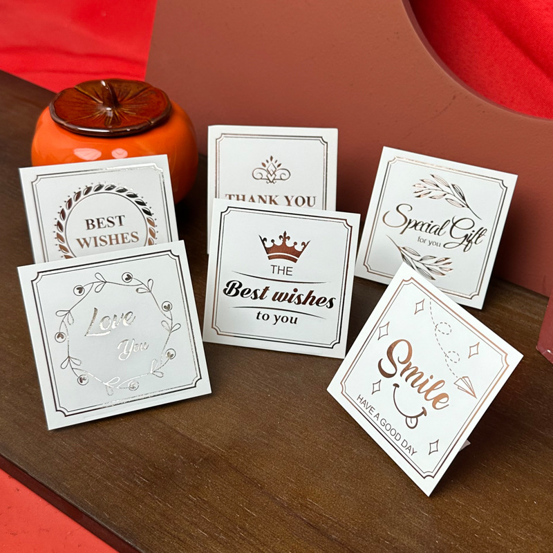 Creative blessing small card mini wedding thank you card message card gift box decorative card gilding flower greeting card