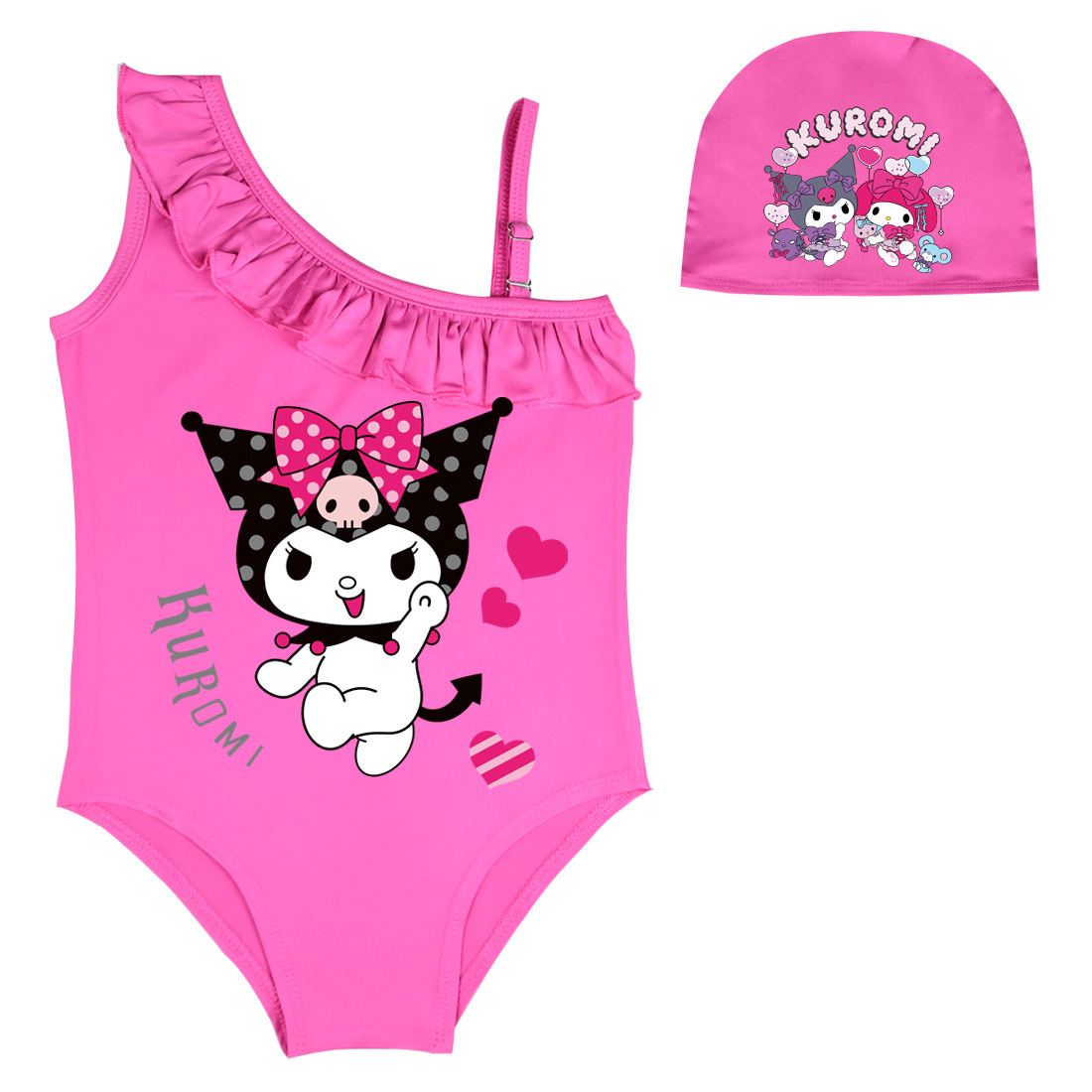 2023 Amazon New Kuromi Kuromi Swimsuit Girls Big Children One-piece Swimsuit Y09141