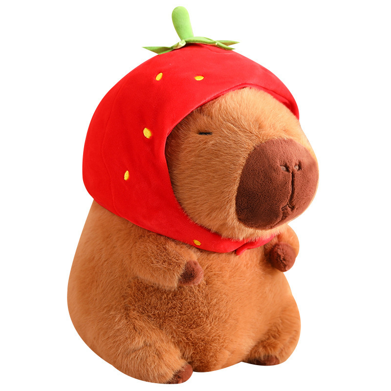 新商品のイチゴのカピバラのぬいぐるみは亀のイチゴの雄鶏のカピバラのペンダントのキーホルダーのぬいぐるみの卸売りを背負っています。|undefined