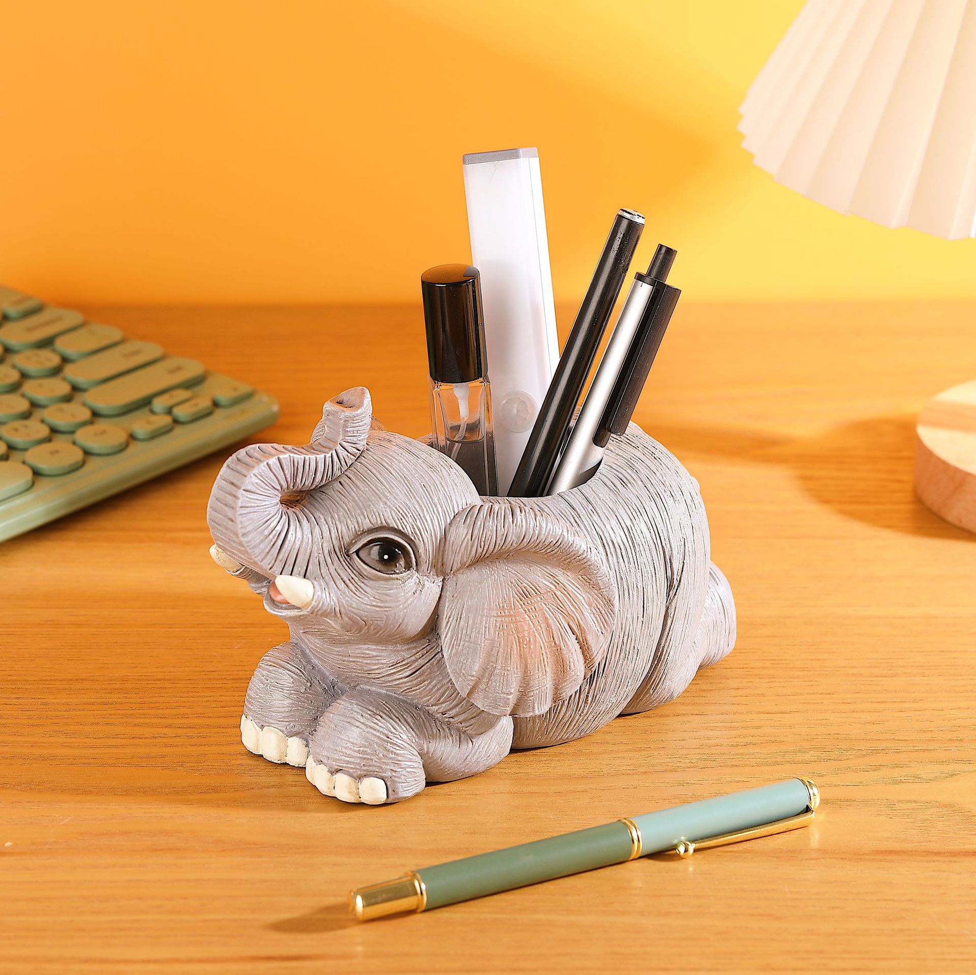 Creative Cute Elephant Multifunctional Desktop Pen Holder Amazon Bathroom Toothbrush Storage Home Decoration Resin Ornaments