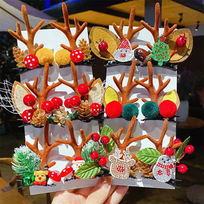 Christmas Hairpin Jewelry Antler 2023 New Side Clip Hair Accessories Party Cartoon Funny Hairpin Children's Clip