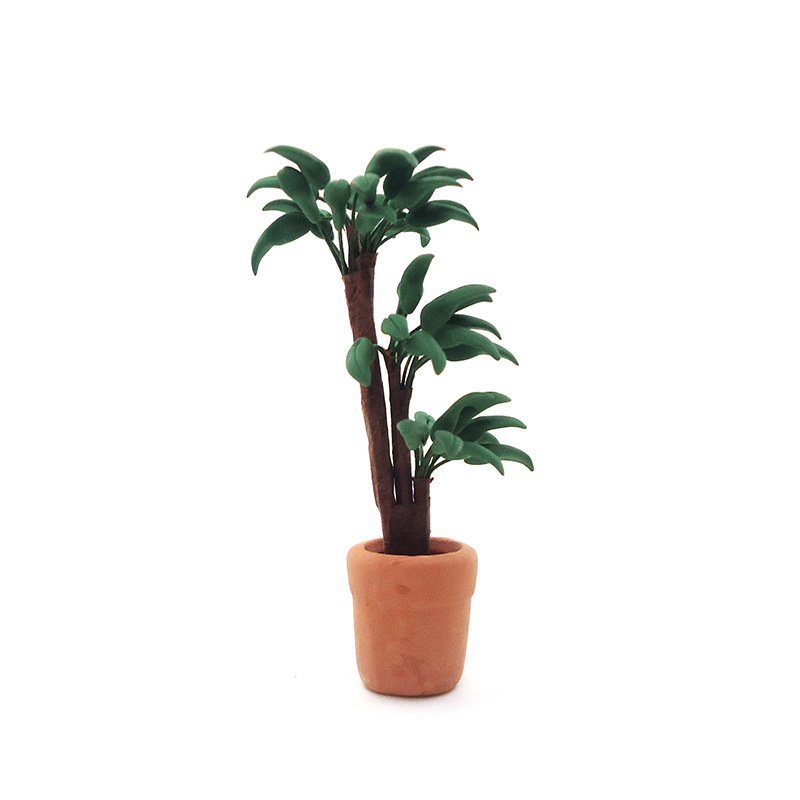 1:12 dollhouse accessories dollhouse mini clay flower indoor plant brazilwood green plant pot model