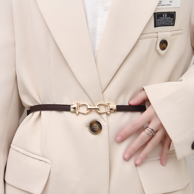 Fashionable all-match thin waist chain Women's narrow belt with skirt sweater decorative belt Korean style buckle belt for girls