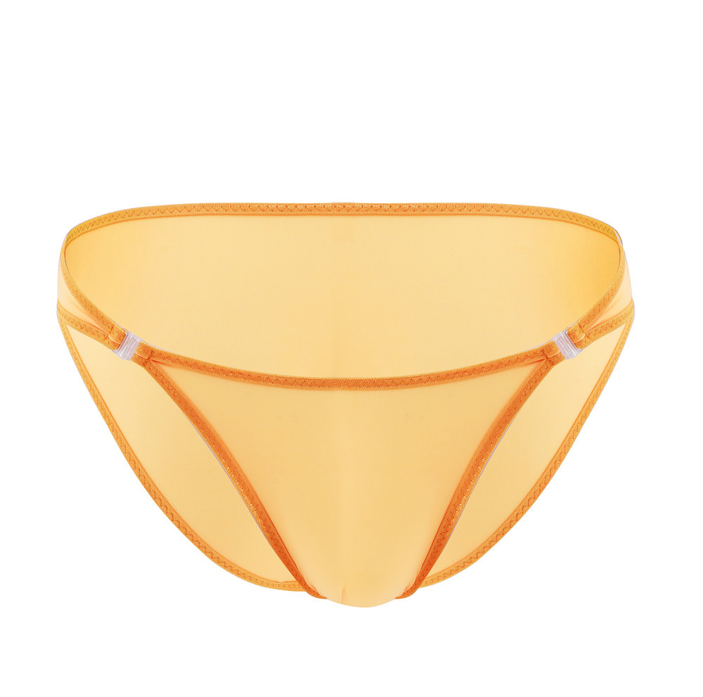 New adjustable fastener summer men's ice silk briefs sexy transparent triangle briefs men's low-rise U-shaped pouch shorts