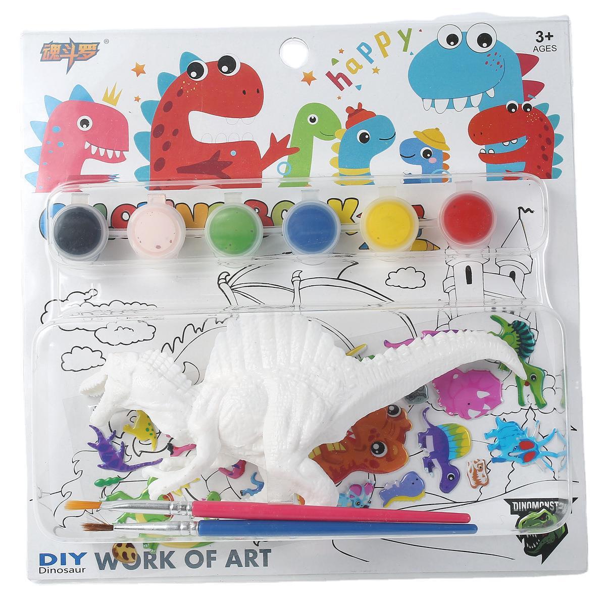 New diy colored dinosaur children's toy painted plaster doll painted dinosaur stall toy