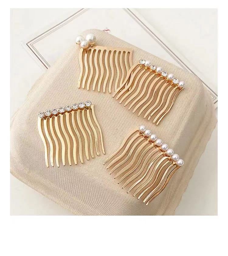 Inverted Comb Headwear Korean Style Sweet Pearl Hair Comb Rhinestone Simple Bangs Clip Fixed Broken Hair Clip Internet Celebrity Hair Accessories