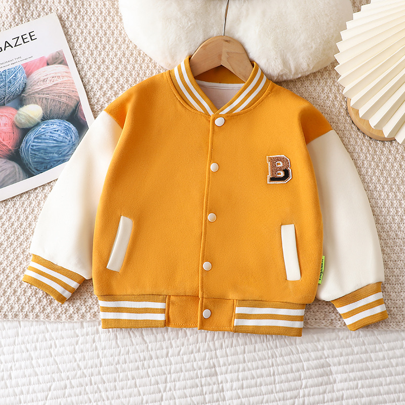 Children's new sweatshirt baseball jacket baby autumn and winter thick cotton outerwear for small and large boys and girls stylish open jacket