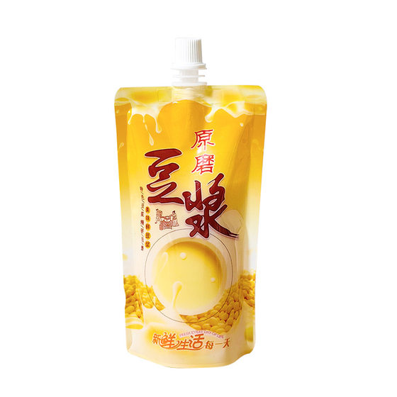 Soybean milk bag packing bag disposable transparent self-standing nozzle bag self-sealing plastic commercial breakfast milk liquid packaging