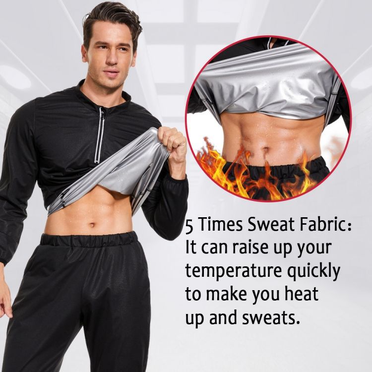Sweat-breaking clothes men's pullover top sweat-reducing body weight-reducing sweat-breaking clothes plus size plus size sports running workout clothes sweat-wicking