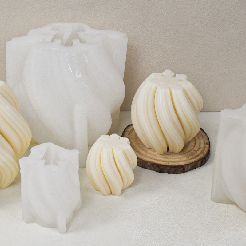 Chukai Cross-border Rotating Wave Aromatherapy Candle Silicone Mould diy Simple Style Home Ornaments Gypsum Abrasives
