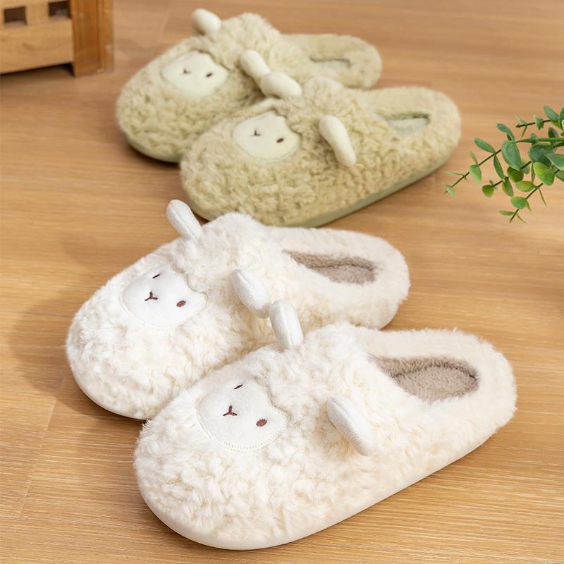 Cotton slippers women's cute autumn and winter home non-slip home Mao Mao warm couple cartoon slippers men's winter wholesale