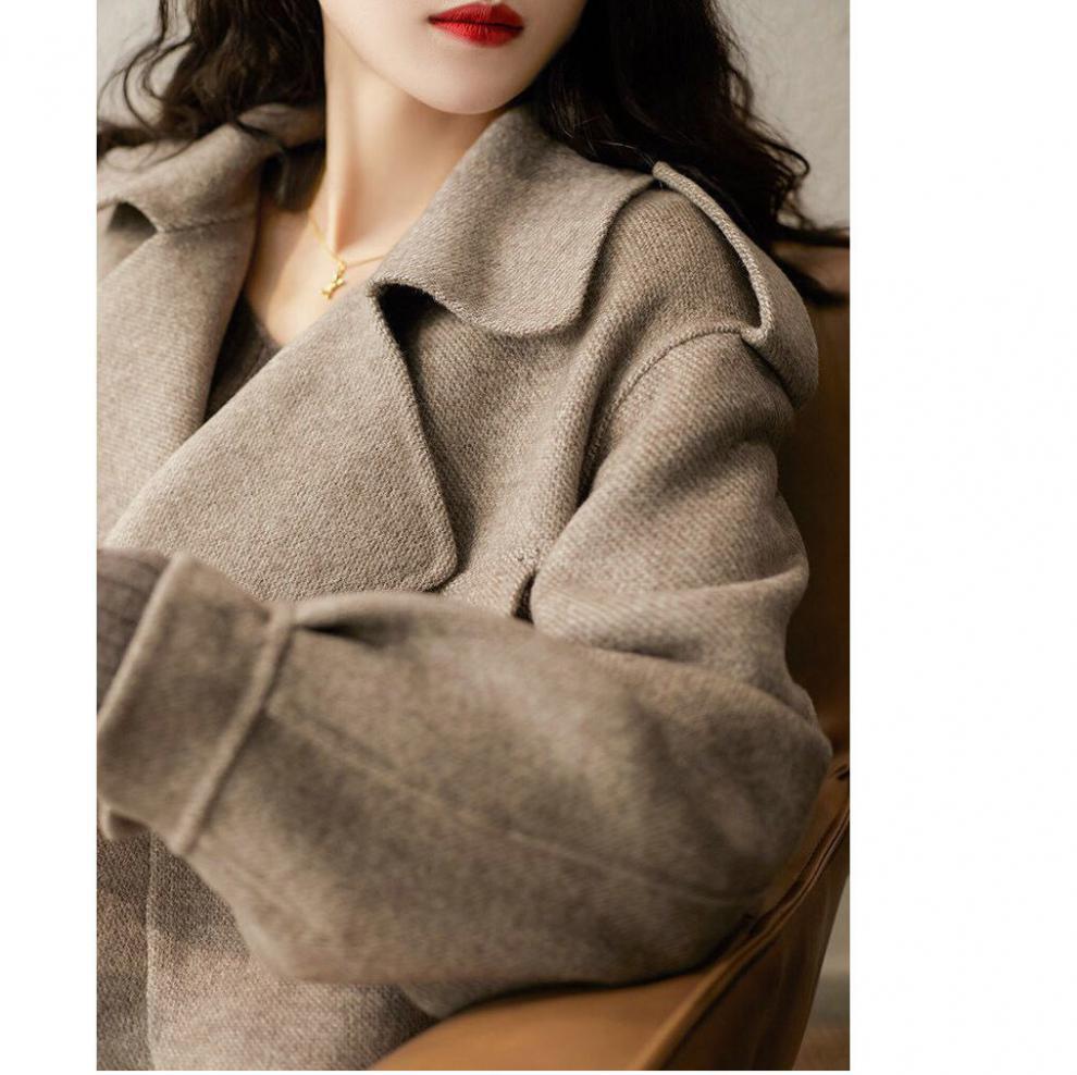 Hepburn-stil ny ulldress dame i britisk stil høst og vinter stilig allsidig løs fransk kort jakke_voghion.com