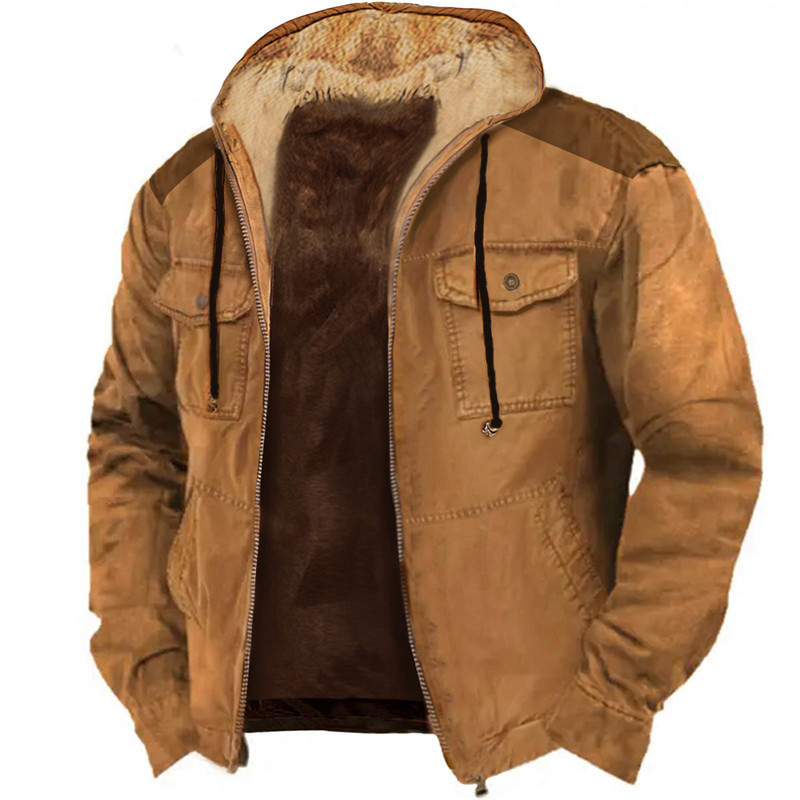 2023 European and American cross-border solid color pattern 3D printing digital printing hooded sweater Brown lining pocket Cotton