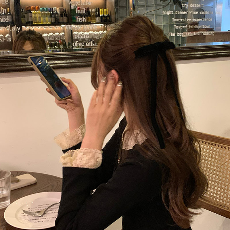 Samtband Schleife Haarnadel Damen Hinterkopf hochwertige sanfte Temperament Clip Haarnadel Haarschmuck Kopfschmuck Herbst und Winter_voghion.com