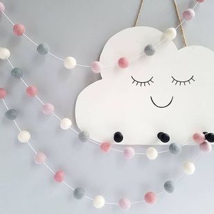 Halloween fur ball string flag Macaron fur ball string birthday decoration shooting props children's ball