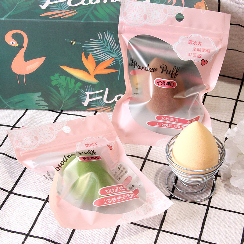 Hydrophilic non-latex puff eggshell single dry and wet dual-use beauty makeup egg gift box gourd water droplets makeup egg substitute hair