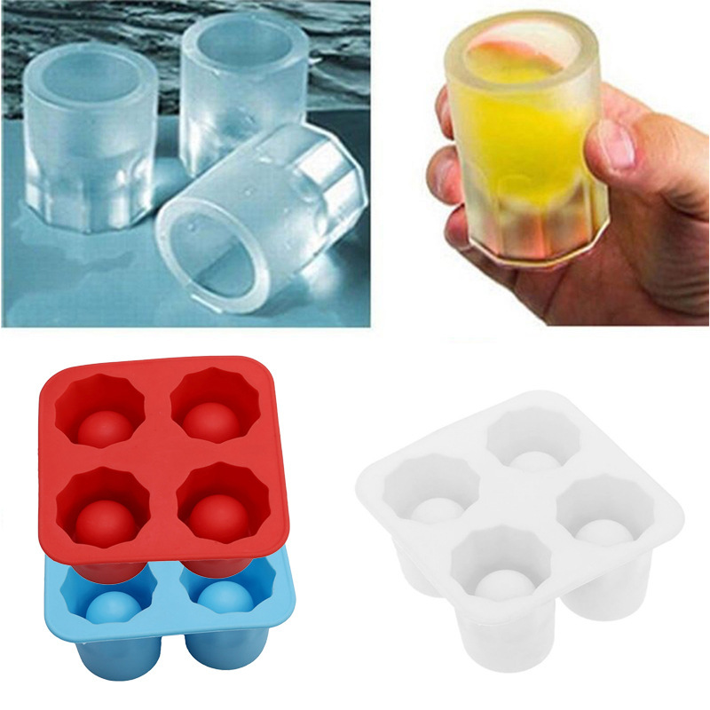 Square 4 Ice cups ice tray creative modeling ice mold summer DIY ice cup ice tray mold