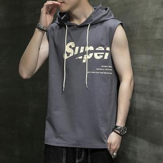 Summer Thin Vest Men's Hooded ins Sleeveless T-Shirt Loose Men's Clothes Sports Waistcoat Outer Waistcoat Inner Waistcoat