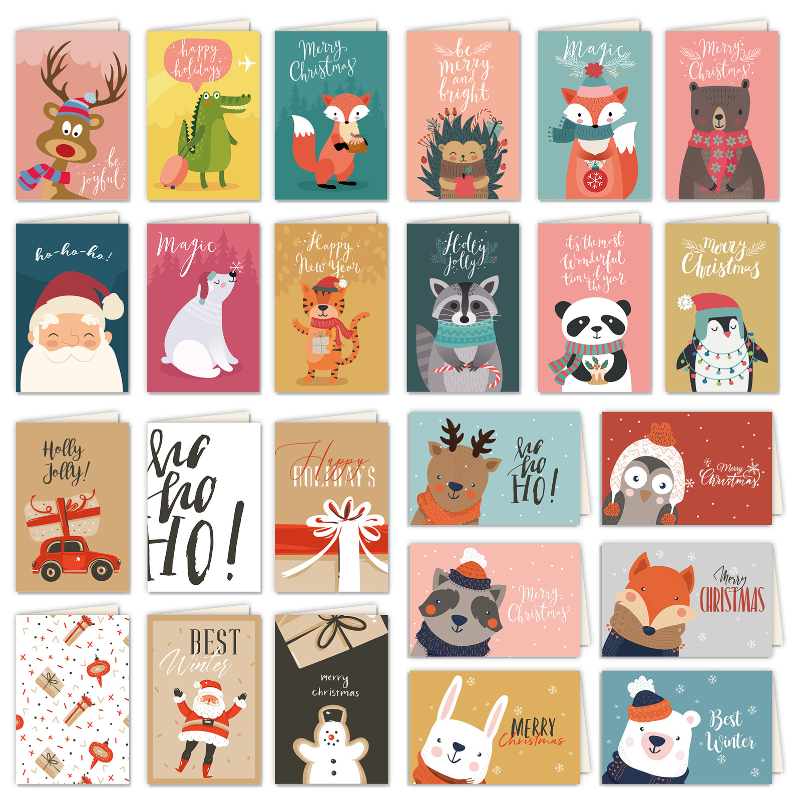 24PCS cross-border Christmas greeting card decorations small greeting card gift card Thanksgiving blessing foreign trade card