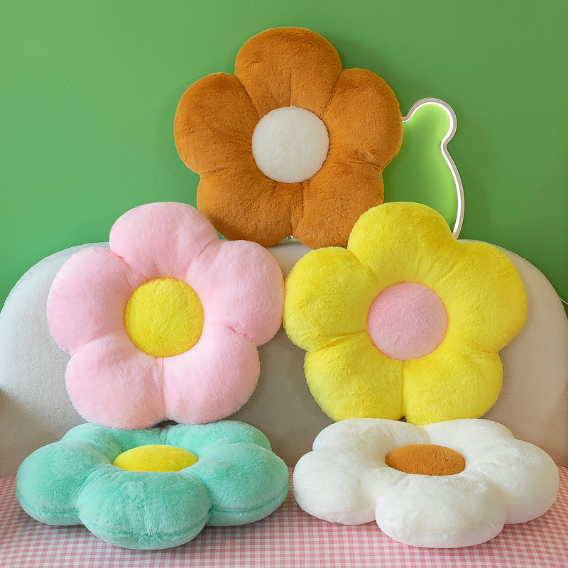 Rabbit fur flower cushion new office sofa chair student cushion petal futon sunflower pillow cushion