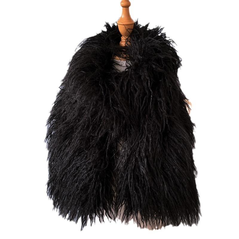 Foreign trade Winter nightclub party plush European and American fashion imitation beach wool lamb fur long alternative scarf shawl