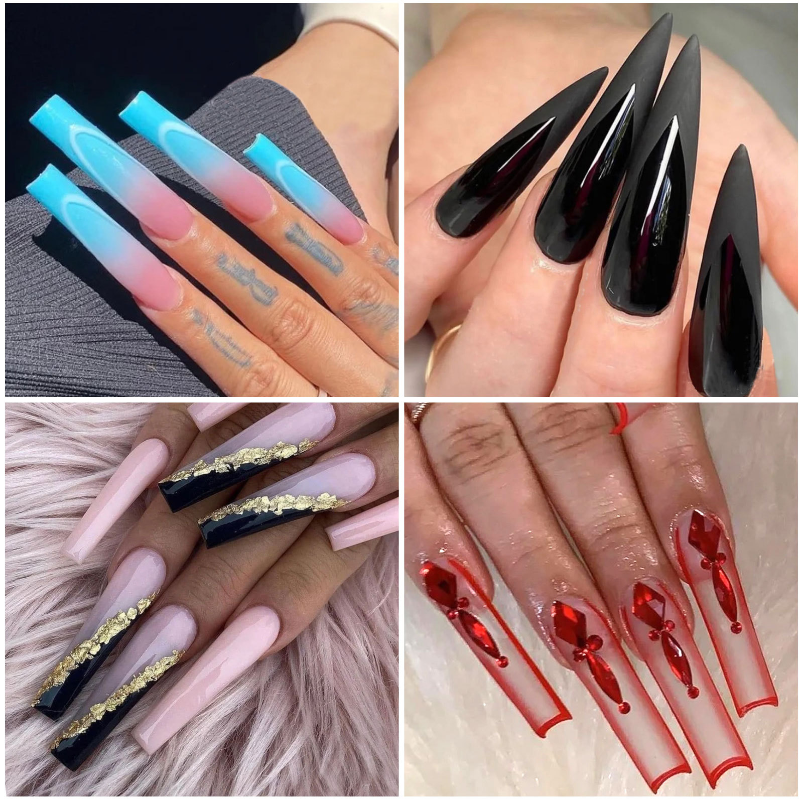 Cross-border nail art super long water pipe nail piece fake nail patch 240 boxed transparent full sticker XXXL Denim wholesale