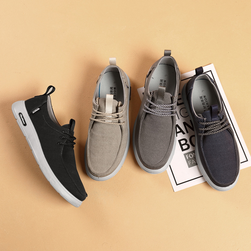 Shoes Men's 2023 New Men's Cloth Shoes All-match Soft Bottom Lace-up Casual Sports Men's Shoes Korean Fashionable Breathable Single