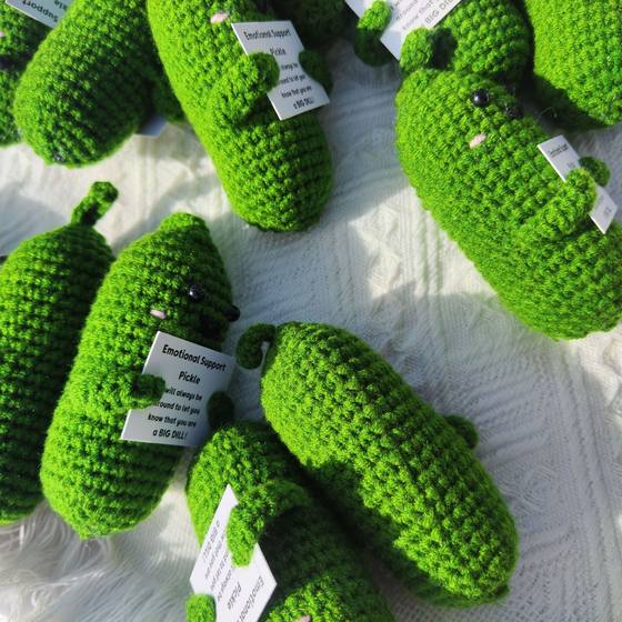 Cross-border emotional cucumber hand-made potato positive energy ornaments wool crocheted finished wholesale