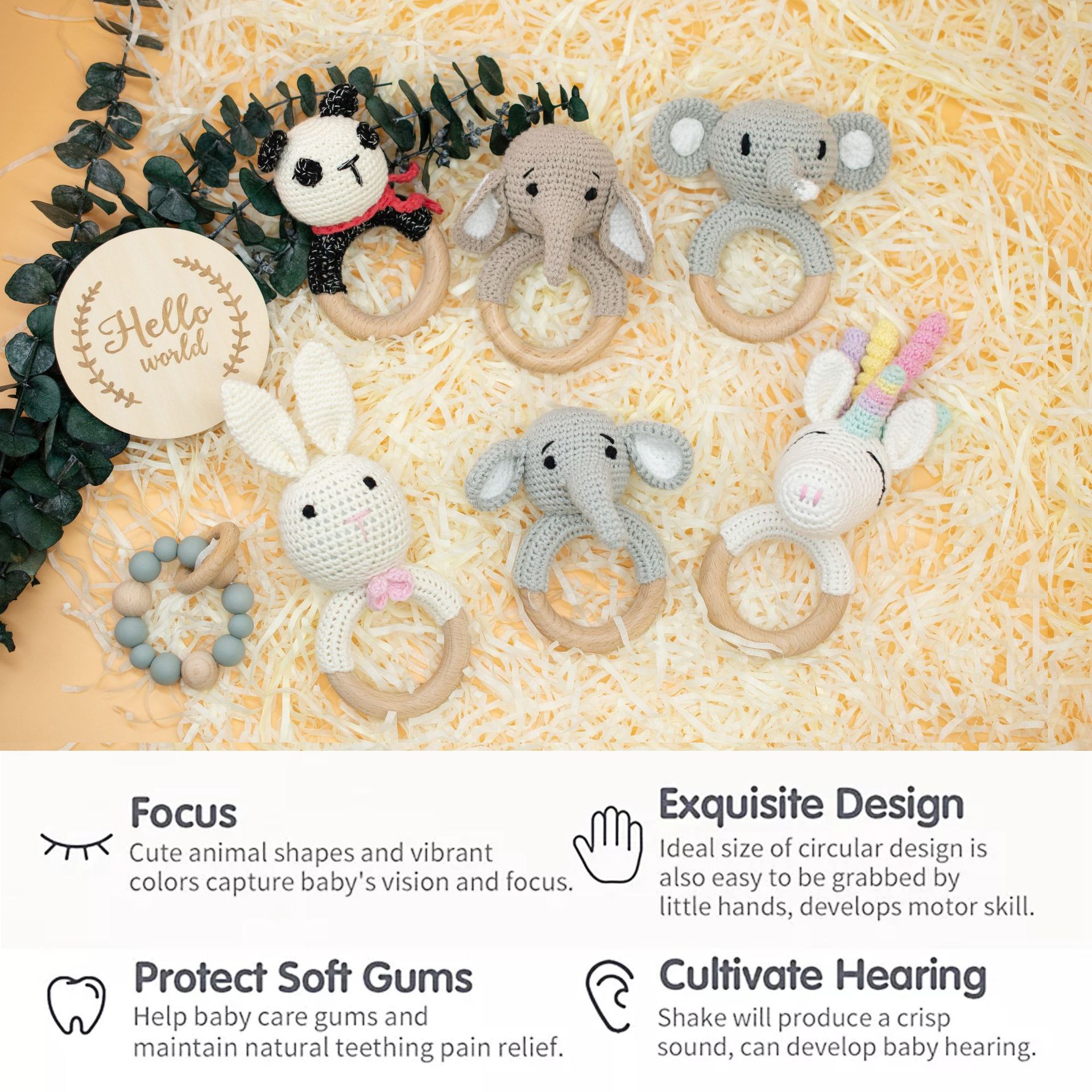 Newborn Bathing Baby Gift Box Educational Toy Molar Gel Baby Full Moon Soothing Crochet Rattle suit