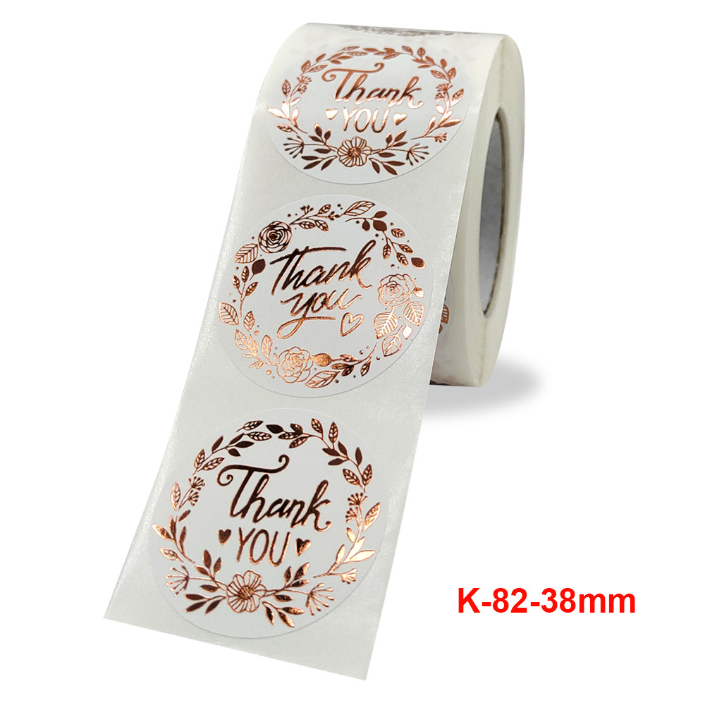 New Rolls Thank You Flower Hot Rose Gold Sticker Business Gift Wedding Decoration Sticker