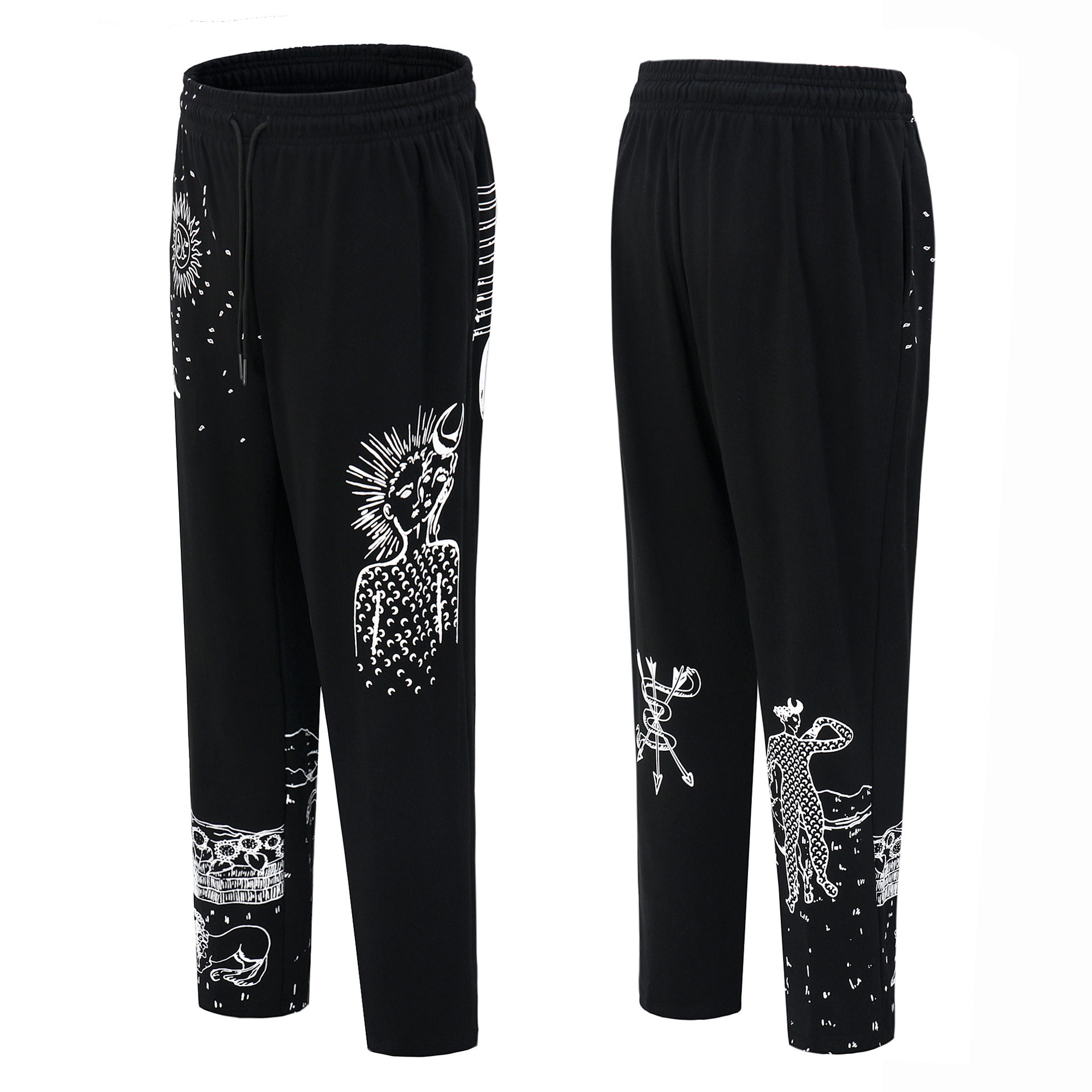 Owen autumn and winter cotton terry cotton loose tribal culture cartoon casual sports trousers basketball