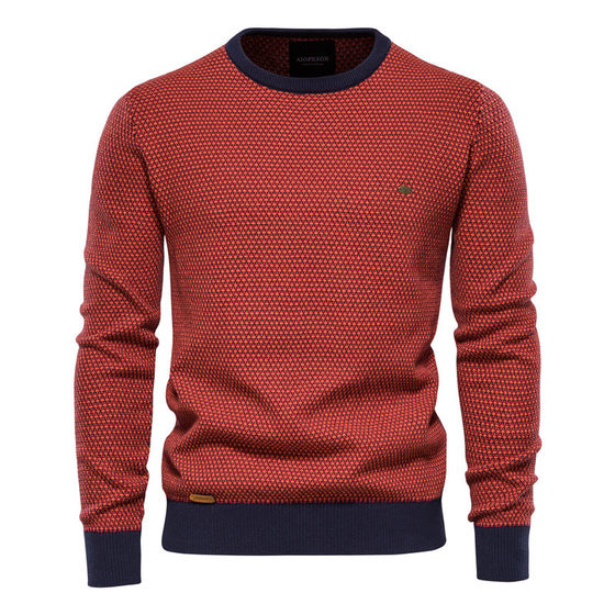 Knitted Top Men's Foreign Trade Base Autumn and Winter Men's Crewneck Men's Personalized Men's Pullover Warm