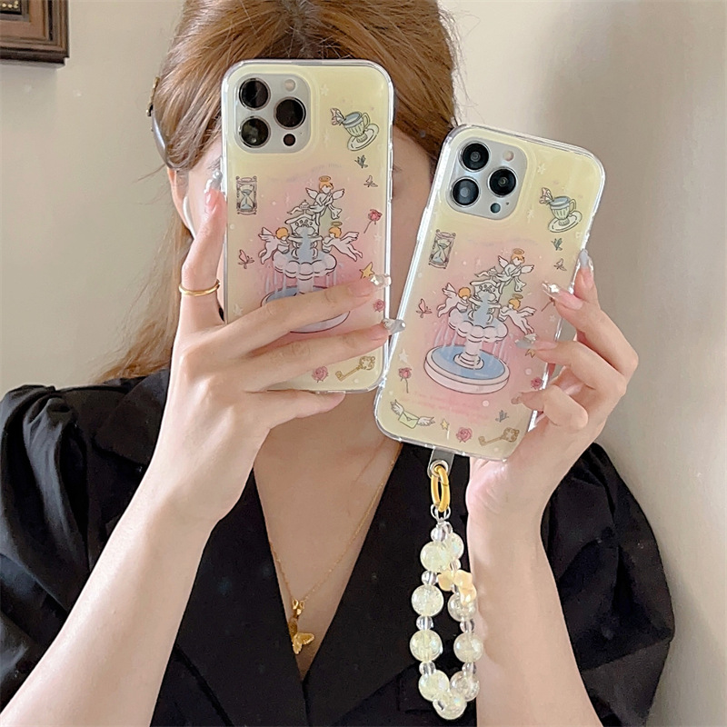 迪麗熱巴同款丘比特噴泉適用iphone15Promax蘋果14手機殼13女1211