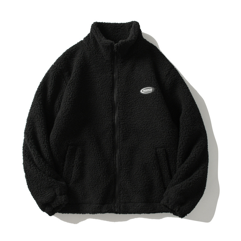Japanese style cityboy cotton-padded coat men's winter fleece-lined thickened Korean style lambswool coat loose trendy stand collar cotton-padded coat