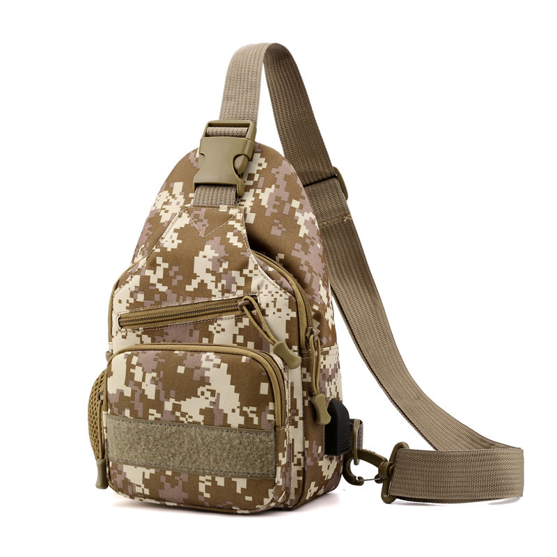 New Camouflage Chest Bag Outdoor Casual Charging Crossbody Bag Waterproof Oxford Cloth Chest Bag Outdoor Mountaineering Shoulder Bag